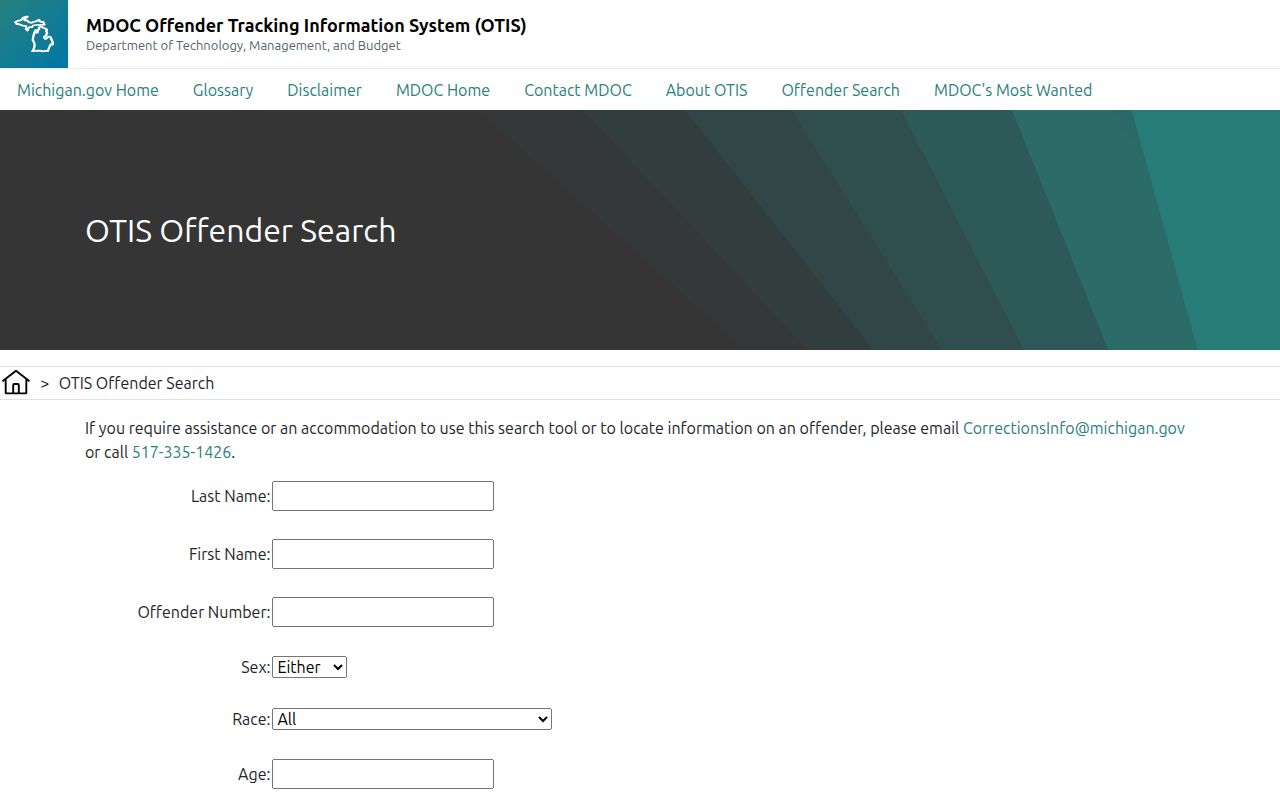 Marquette residents directory Michigan OTIS search form